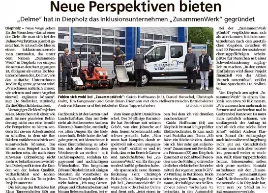 Screenshot Zeitungsartikel Neue Perspektiven bieten (Copyright: Diepholzer Kreisblatt/Mediengruppe Kreiszeitung)